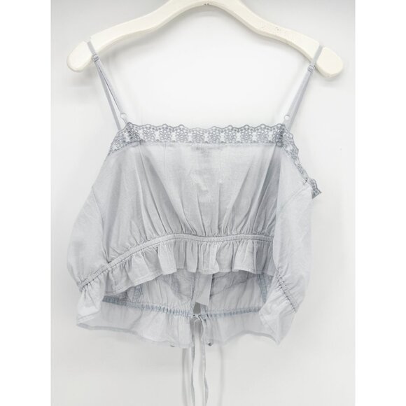 AE Lace Button-Up Cami Tank Top in Blue M - Picture 6 of 12